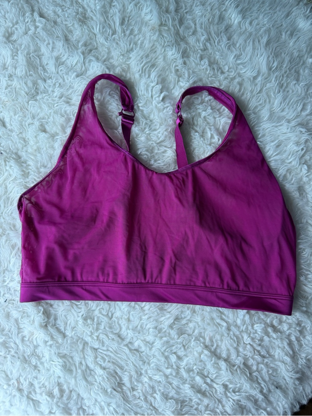Curvy Couture Fuchsia Pink Mesh Bra Unlined Wire Free XXL 💐